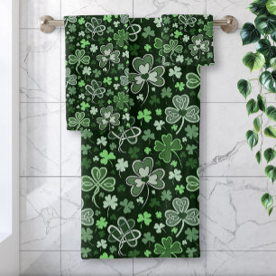 Motif de Trèfle Celtique Cœurs Irlandais Verts