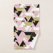 Motif de triangles de glace Boho Blanc Noir Rose (Serviette à main)
