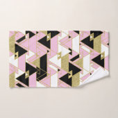 Motif de triangles de glace Boho Blanc Noir Rose (Serviette à main)
