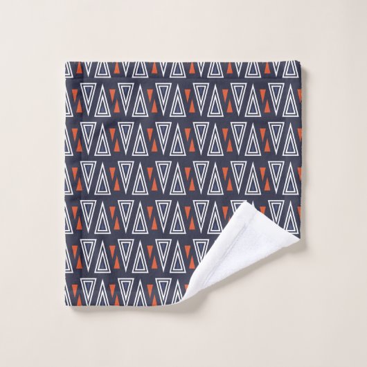 Motif de triangles géométriques bleu foncé et roug (Gant de toilette)