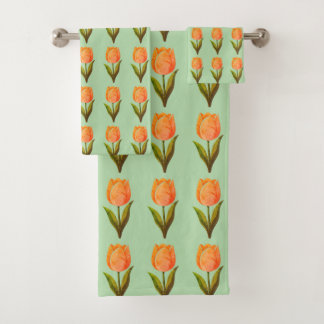 Motif de tulipe moderne sur fond vert clair
