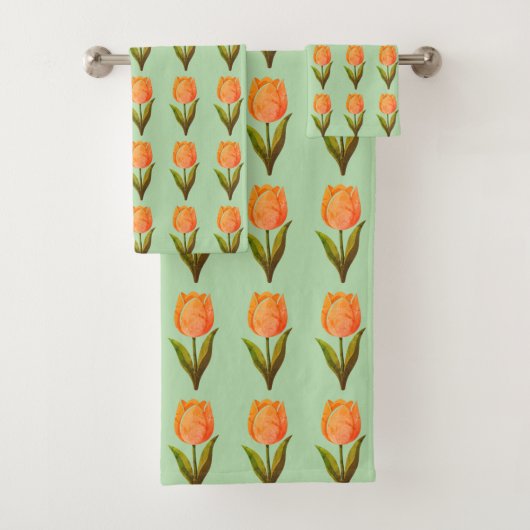 Motif de tulipe moderne sur fond vert clair (En situation)