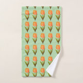 Motif de tulipe moderne sur fond vert clair (Serviette à main)