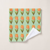 Motif de tulipe moderne sur fond vert clair (Gant de toilette)