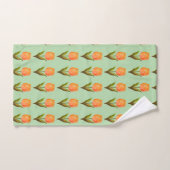 Motif de tulipe moderne sur fond vert clair (Serviette à main)