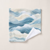 Motif de vague bleu et blanc paisible (Gant de toilette)