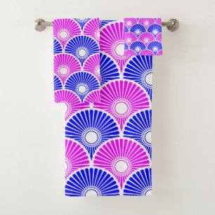Motif de vague Magenta Blue Chinese Semi Circle