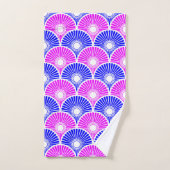 Motif de vague Magenta Blue Chinese Semi Circle (Serviette à main)