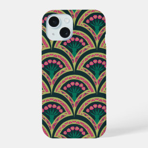 Motif de ventilateur floral rose et vert