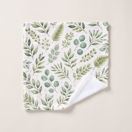 Motif de verdure à l'aquarelle | Feuillage botaniq (Gant de toilette)
