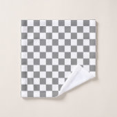 Motif de vérification À damiers blanc gris cendré (Gant de toilette)