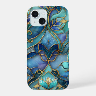 Motif de verre coloré bleu et vert personnalisable