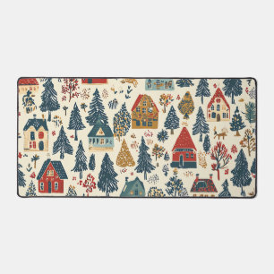 Motif de village de Noël en bois de Navy Rouge