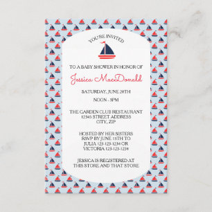 Motif de voilier - invitation du baby shower 3x5