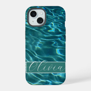 Motif d'eau aqua bleue vagues océaniques monogramm