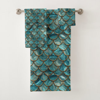 Motif d'écailles de sirène Aqua Pearlescent & Or