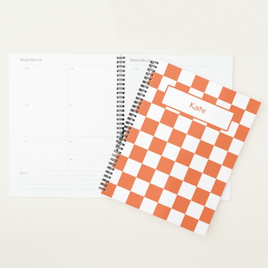 Motif d'échecs Orange et White Preppy (Devant avec enveloppe)