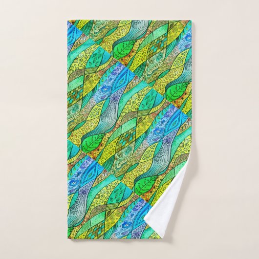 Motif décoratif bleu-vert (Serviette à main)
