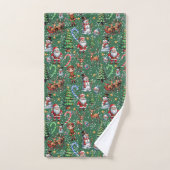 Motif décoratif de Noël sur fond vert (Serviette à main)