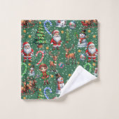 Motif décoratif de Noël sur fond vert (Gant de toilette)