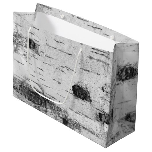 Motif d'écorce de bouleau grand sac cadeau (Devant Angle)