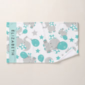 Motif D'Eléphants, Eléphants Mignons, Votre Nom (Serviette à main)