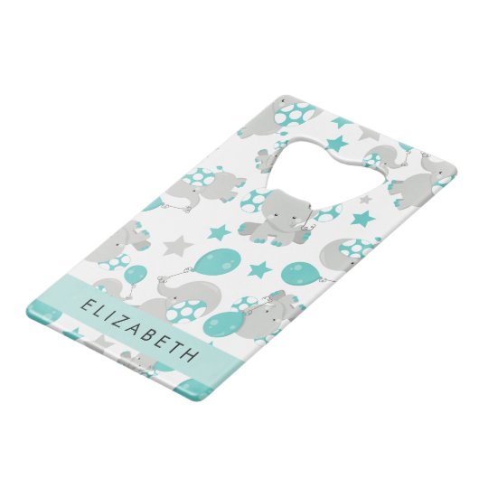 Motif D'Eléphants, Eléphants Mignons, Votre Nom (Devant Angle)