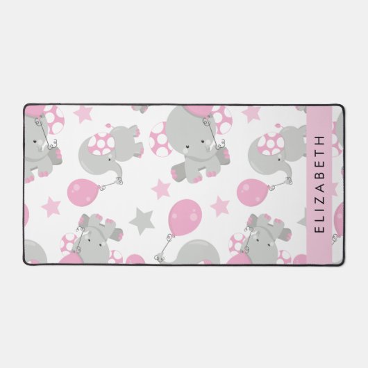 Motif D'Eléphants, Eléphants Mignons, Votre Nom (Recto)