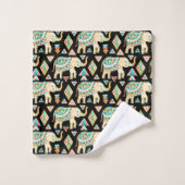 Motif d'éléphants indiens colorés mignons (Gant de toilette)