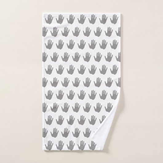 Motif d'empreintes de main grises et blanches (Serviette à main)