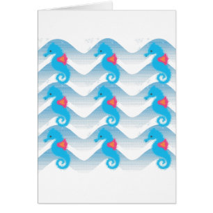 Motif Des Chevaux De Mer Et Des Vagues Bleues