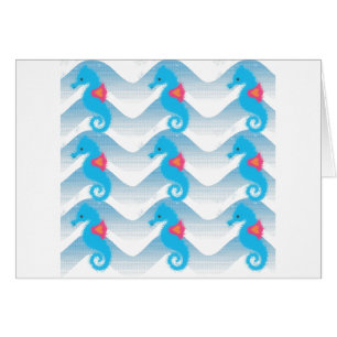 Motif Des Chevaux De Mer Et Des Vagues Bleues