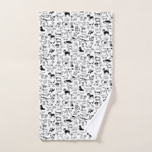 Motif des chiens noirs et blancs Cute Canine Love
