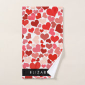 Motif Des Coeurs, Coeurs Rouges, Amour, Votre Nom (Serviette à main)