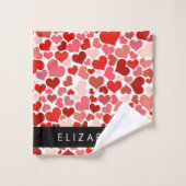 Motif Des Coeurs, Coeurs Rouges, Amour, Votre Nom (Gant de toilette)