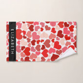 Motif Des Coeurs, Coeurs Rouges, Amour, Votre Nom (Serviette à main)