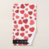 Motif Des Coeurs, Coeurs Rouges, Votre Nom (Serviette à main)