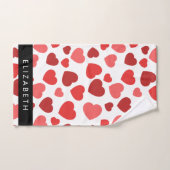 Motif Des Coeurs, Coeurs Rouges, Votre Nom (Serviette à main)