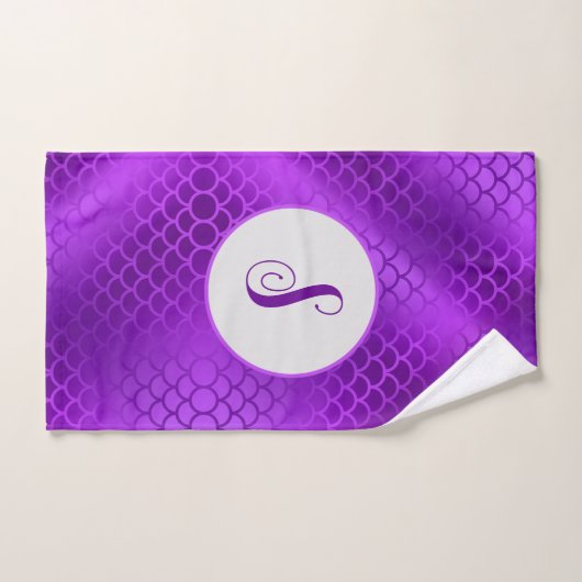 Motif des échelles de sirène violet initiales pers (Serviette à main)