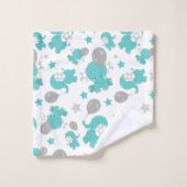 Motif Des Eléphants Bleus, Eléphants Mignons, Étoi (Gant de toilette)