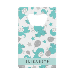 Motif Des Eléphants Bleus, Étoiles, Votre Nom