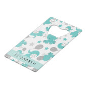 Motif Des Eléphants Bleus, Étoiles, Votre Nom (Devant Angle)