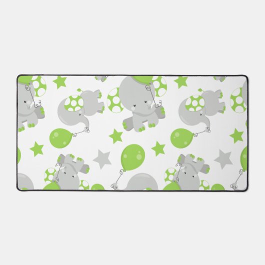 Motif Des Eléphants, Eléphants Mignons - Grey Vert (Recto)