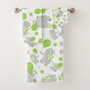 Motif Des Eléphants, Eléphants Mignons - Grey Vert