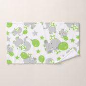 Motif Des Eléphants, Eléphants Mignons - Grey Vert (Serviette à main)