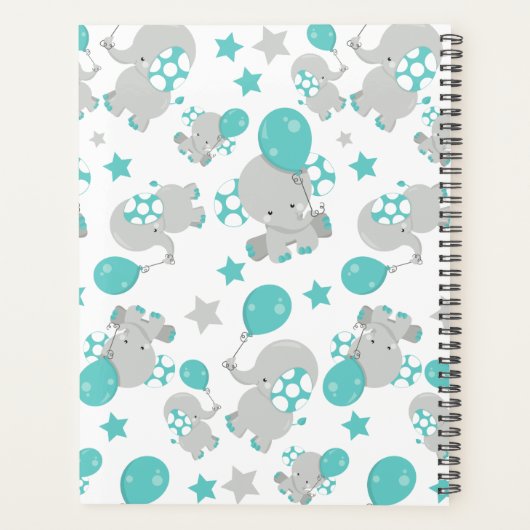 Motif Des Eléphants, Eléphants Mignons - Gris Bleu (Dos)