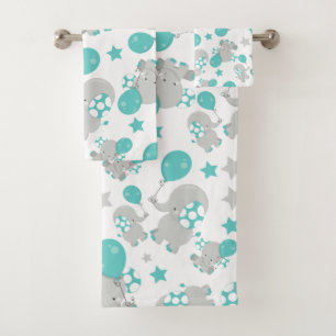 Motif Des Eléphants, Eléphants Mignons - Gris Bleu