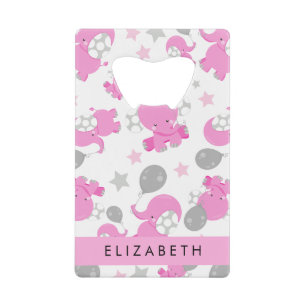Motif Des Eléphants Roses, Étoiles, Votre Nom