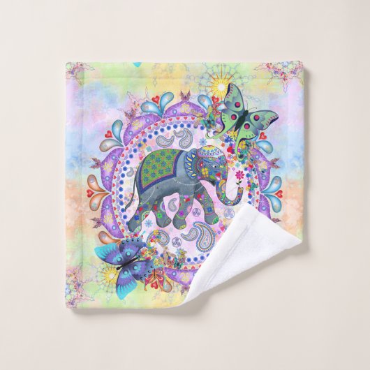 Motif des éléphants sacrés (Gant de toilette)