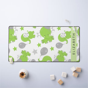 Motif Des Eléphants Verts, Étoiles, Votre Nom